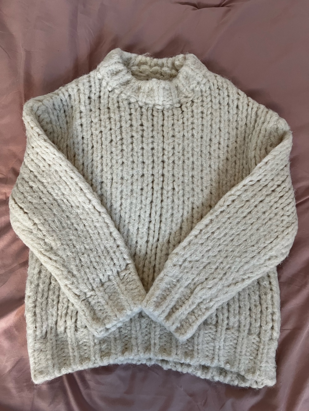 Chunky Knit Turtleneck Sweater - Cream